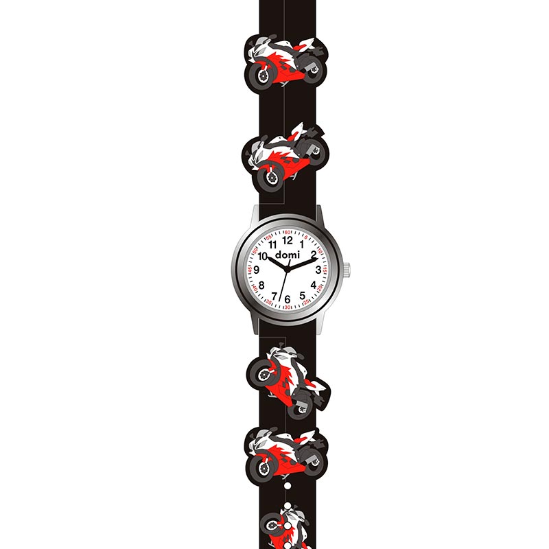Montre enfant Motos boîtier métal et bracelet plastique noir, mvt PC21S