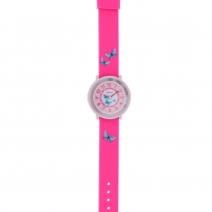 Montre enfant Papillons boîtier et bracelet plastique rose, mvt PC21