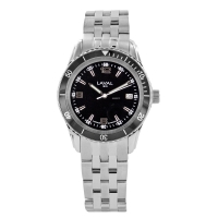 Montre homme acier, cadran noir, dato 3h, boucle déployante, étanche 50m