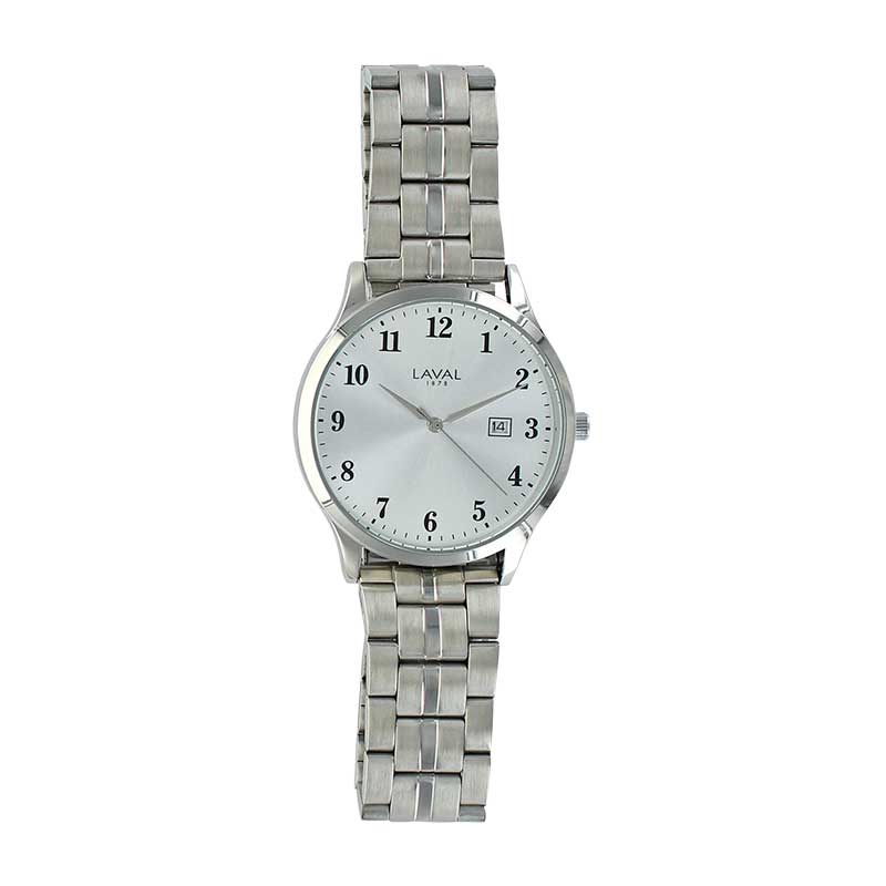 Montre homme boîtier métal rond, dato, bracelet métal à boucle déployante