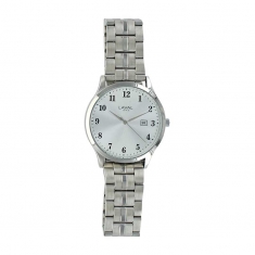 Montre homme boîtier métal rond, dato, bracelet métal à boucle déployante