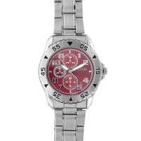 Montre homme Lutetia boîtier et bracelet en métal, cadran bordeaux