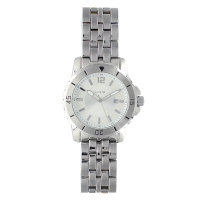 Montre homme Lutetia boîtier et bracelet métal, cadran argenté, dato 3h, diam. 45mm