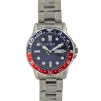 Montre Lutetia boîtier acier argenté, dato 3h cadran bleu et bracelet acier