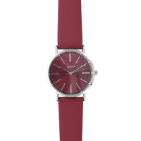 Montre Lutetia boîtier métal, cadran et bracelet synthétique couleur bordeaux