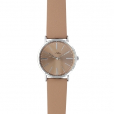 Montre Lutetia boîtier métal, cadran et bracelet synthétique couleur caramel
