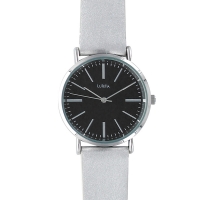 Montre Lutetia boîtier métal, cadran noir et bracelet synthétique couleur argent