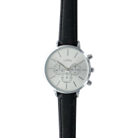 Montre Lutetia boîtier métal, chrono décoratif et bracelet synthétique noir