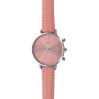 Montre Lutetia boîtier métal, chrono décoratif et bracelet synthétique rose