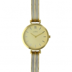 Montre Lutetia boîtier métal doré et bracelet métal argenté mat et doré brillant