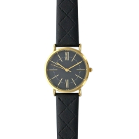 Montre Lutetia boîtier métal doré et bracelet synthétique noir avec motifs