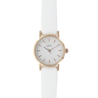 Montre Lutetia boîtier métal doré rose ø 25 mm, cadran et bracelet synthétique blanc