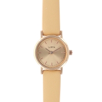 Montre Lutetia boîtier métal doré rose ø 25 mm, cadran et bracelet synthétique couleur crème