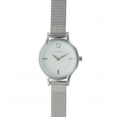 Montre Lutetia boîtier métal et bracelet acier milanais argenté, cadran blanc