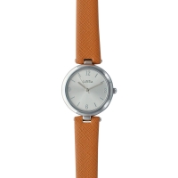 Montre Lutetia boîtier métal et bracelet synthétique aspect grainé camel