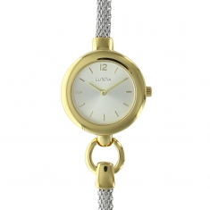 Montre Lutetia boîtier métal et fermoir doré, petit bracelet acier milanais argenté