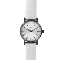 Montre Lutetia boîtier métal noir diam. 25mm, cadran et bracelet synthétique argentés