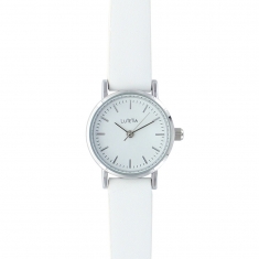 Montre Lutetia boîtier métal ø 25 mm, cadran et bracelet synthétique blanc