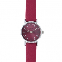 Montre Lutetia boîtier métal ø 25 mm, cadran et bracelet synthétique couleur prune