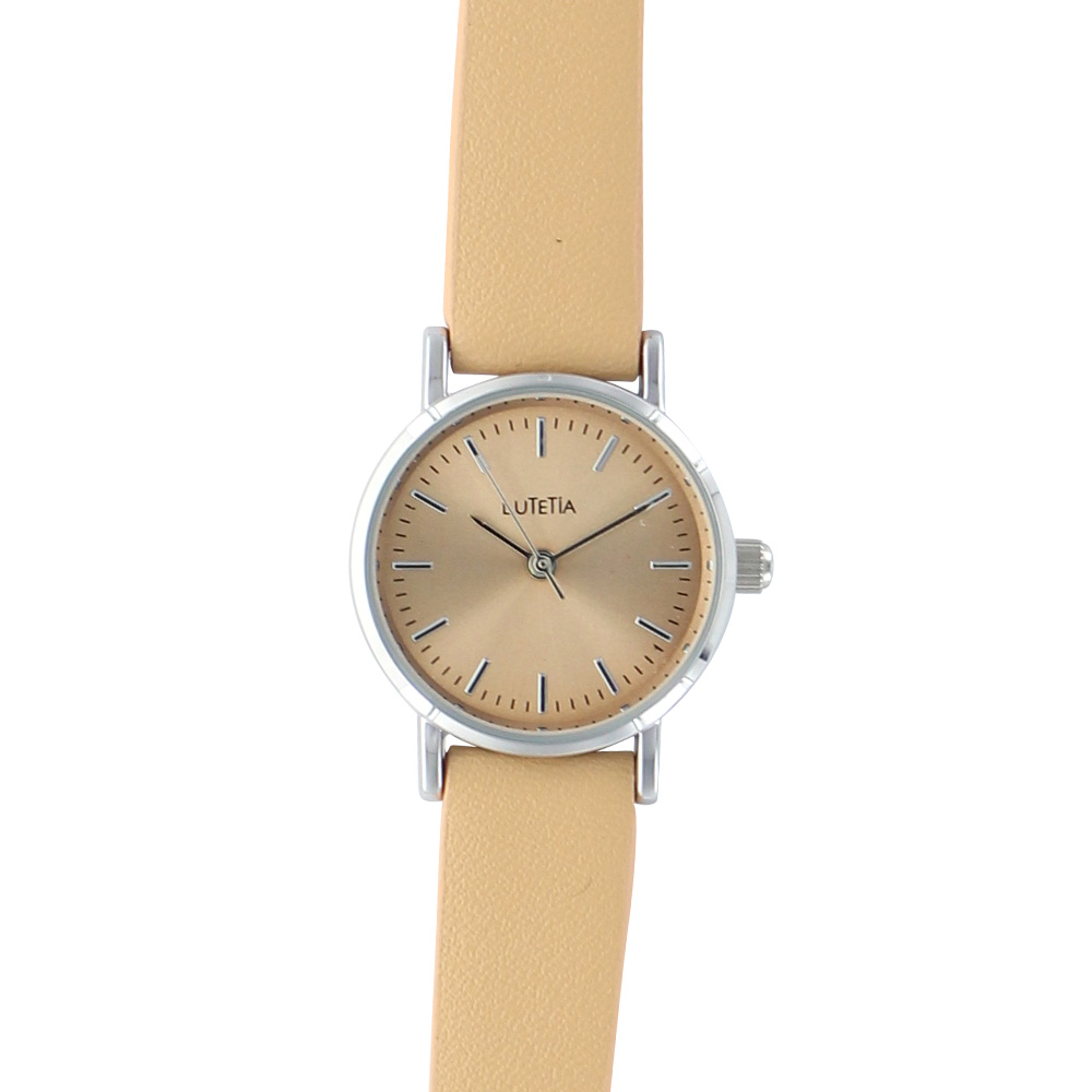 Montre Lutetia boîtier métal ø 25 mm, cadran et bracelet synthétique couleur crème