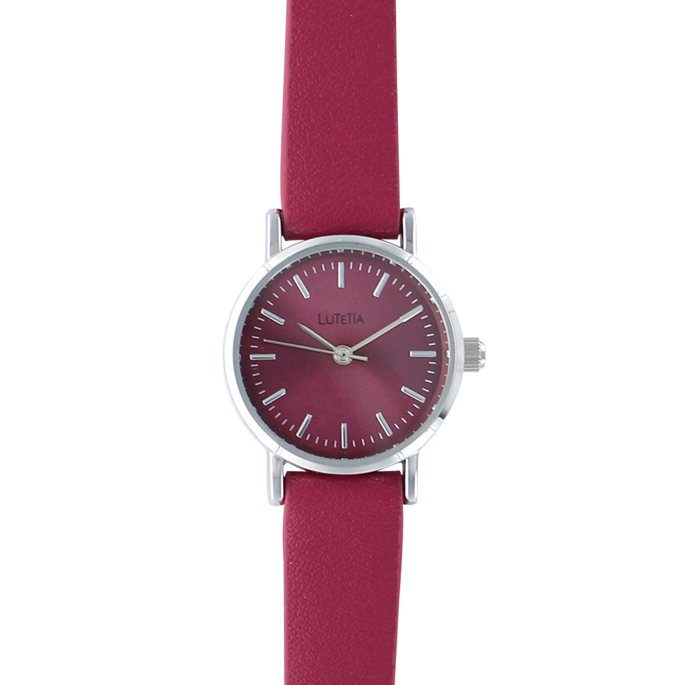 Montre Lutetia boîtier métal ø 25 mm, cadran et bracelet synthétique couleur prune