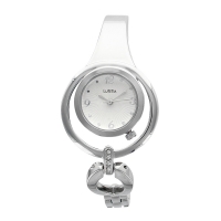 Montre Lutetia métal argenté avec double boîtier 21-31mm, pierres synthétiques