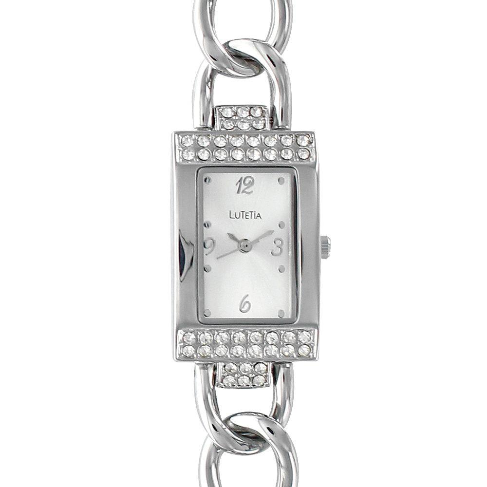 Montre Lutetia métal boîtier avec pierres synthétiques et bracelet style gourmette
