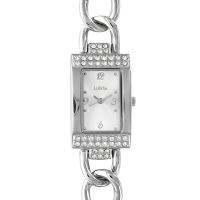Montre Lutetia métal boîtier avec pierres synthétiques et bracelet style gourmette