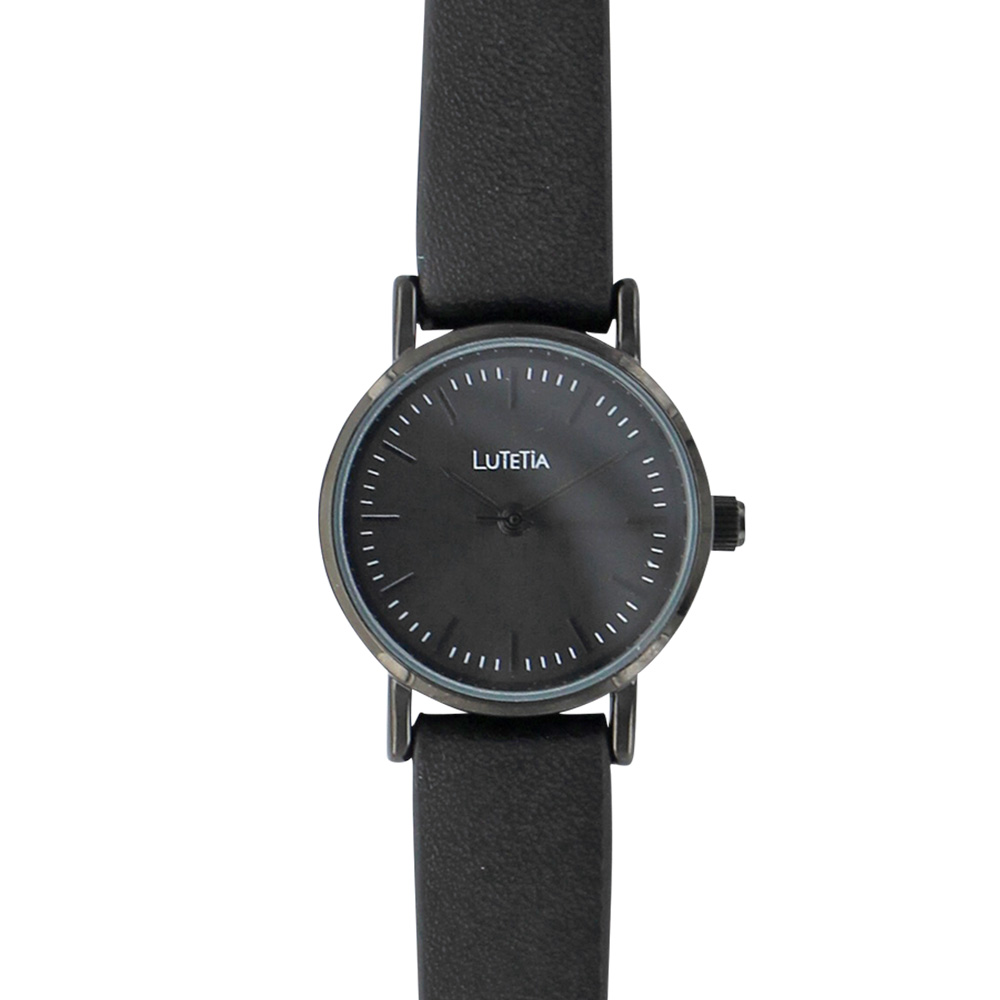 Montre Lutetia noir, boîtier métal diam. 25mm et bracelet synthétique