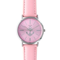 Montre Lutetia rose boîtier métal, cadran avec ancre et bracelet cuir de bovin