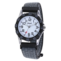 Montre pour enfant, boîtier métal et bracelet tissu velcro gris, mvt PC21S