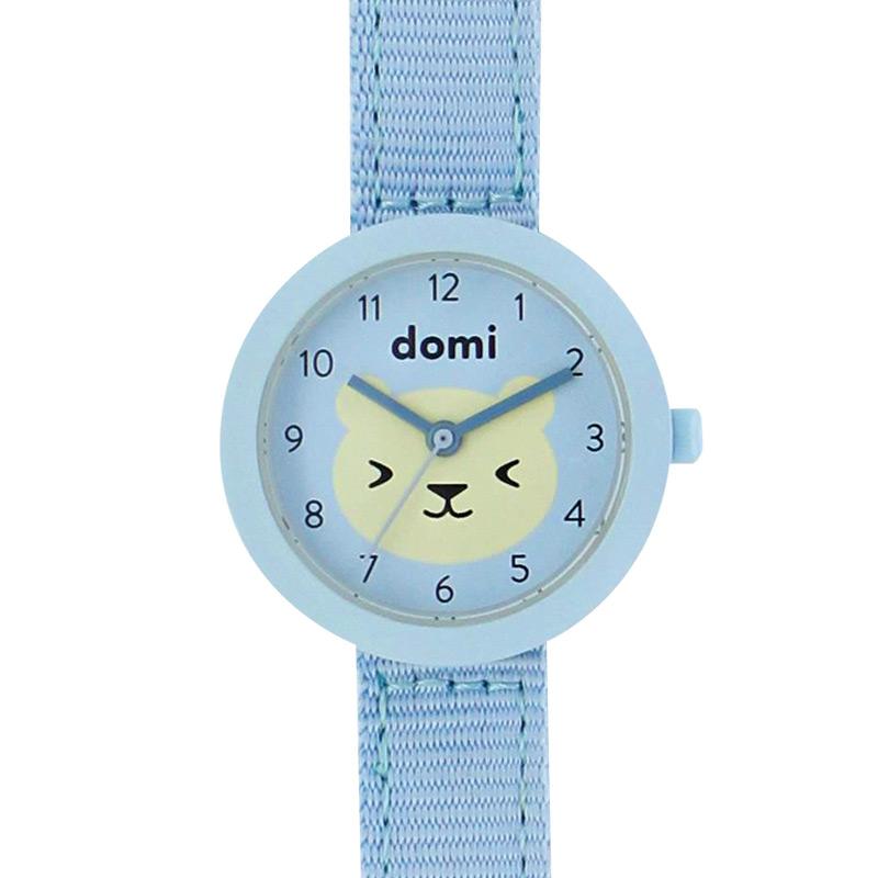 Montre pour enfant motif ourson, boîtier métal et bracelet synthétique bleu, mvt 2035