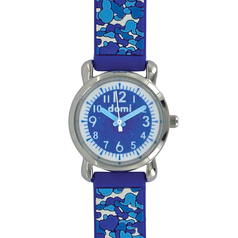 Montre pour enfant motifs camouflage boîtier métal et bracelet plastique vert, mvt PC21