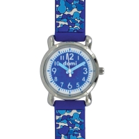 Montre pour enfant motifs camouflage boîtier métal et bracelet plastique vert, mvt PC21