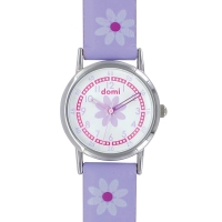 Montre pour enfant motifs fleurs, boîtier métal et bracelet synthétique bleu, mvt 2035