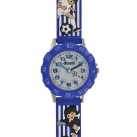 Montre pour enfant motifs football boîtier métal et bracelet plastique rouge, mvt PC21S