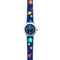 Montre pour enfant Planètes boîtier métal et bracelet synthétique bleu foncé