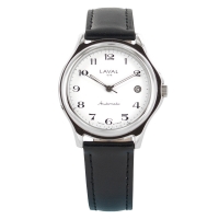 Montre pour homme automatique dato 3H avec boîtier chromé et bracelet synthétique noir