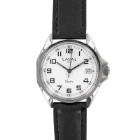 Montre travail homme acier, cadran blanc, 2 affichages chiffres arabes, bracelet synthétique noir