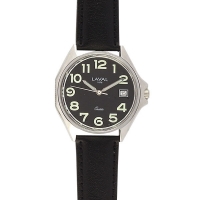 Montre travail homme acier, cadran noir/vert, dato 3h, chiffres arabes, bracelet synthétique noir