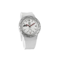 Montre WWT boîtier couleur argent, cadran et bracelet en caoutchouc blanc
