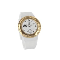 Montre WWT boîtier doré, cadran et bracelet en caoutchouc blanc