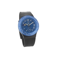 Montre WWT boîtier et cadran bleu et bracelet en caoutchouc noir