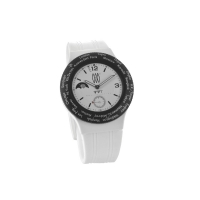 Montre WWT boîtier noir, cadran et bracelet en caoutchouc blanc