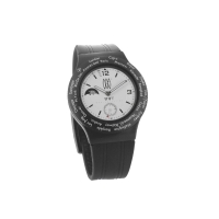 Montre WWT cadran blanc, boîtier et bracelet en caoutchouc noir