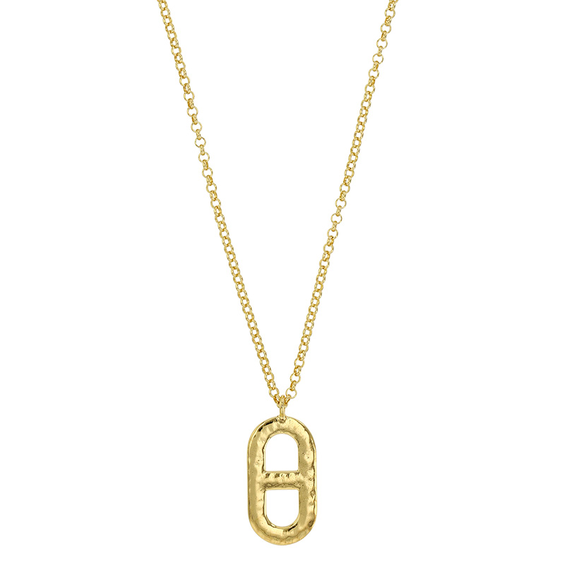 ollier avec pendentif en maille marine plate martelée, argent 925/1000