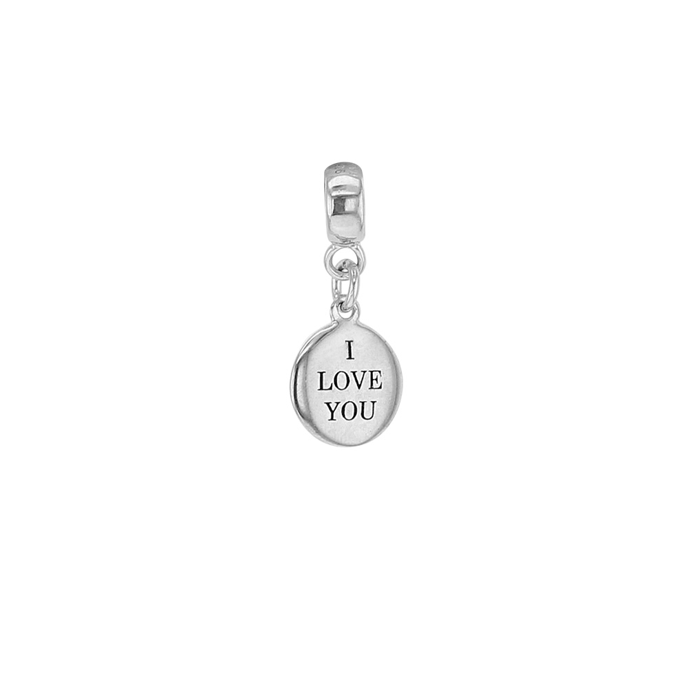 Pampille Amoureuse en argent 925/1000 rhodié - I love you gravé