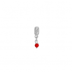 Pampille en argent 925/1000 rhodié avec cristal rouge