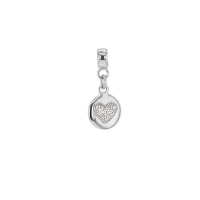 Pampille en argent 925/1000 rhodié avec oxydes de zirconium -  Le Coeur à graver