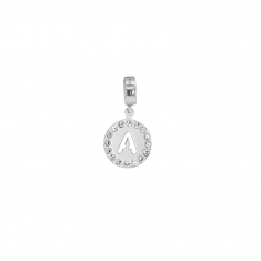 Pampille en argent 925/1000 rhodié et ornée de cristaux de Swarovski® - Lettre A